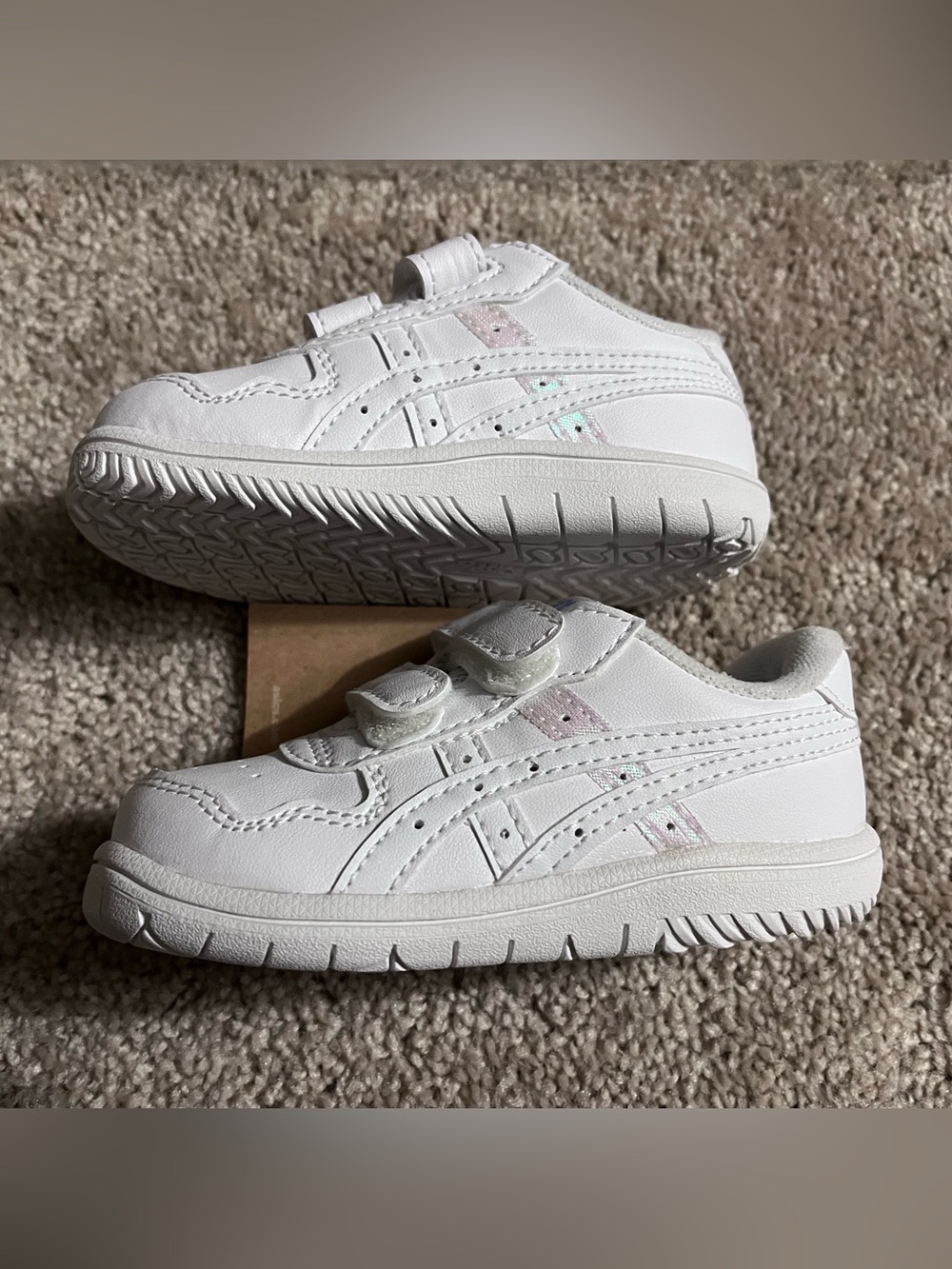 Asics White Japan S Toddler Sneakers with Iridescent Pink Accents